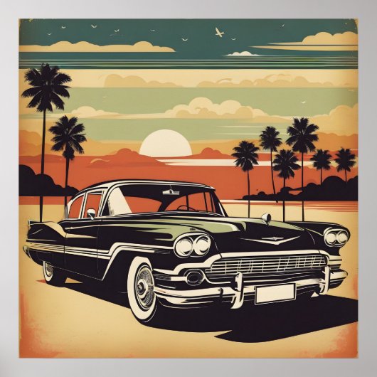 Klassieke retro vintage auto poster (Voorkant)