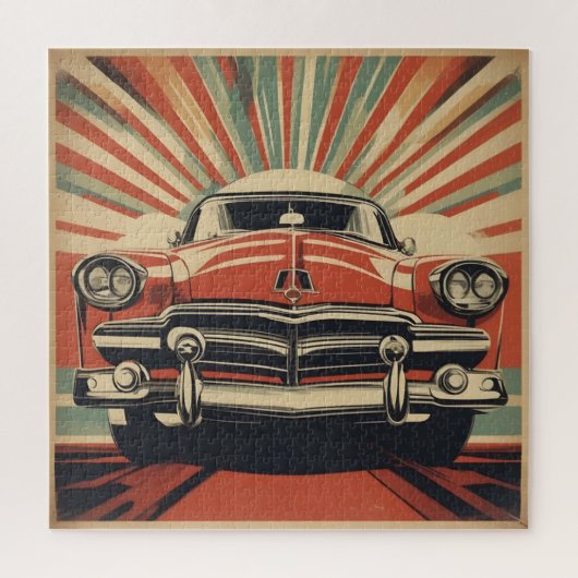 Klassieke retro vintage auto poster legpuzzel (Verticaal)