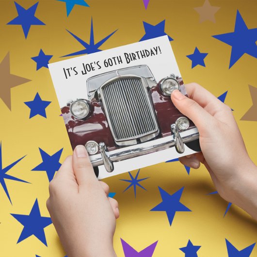 Klassieke Retro Vintage Auto Verjaardagsfeest Uitn Kaart