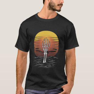 Klassieke Retro Zonsondergang Halloween Zombie Han T-shirt
