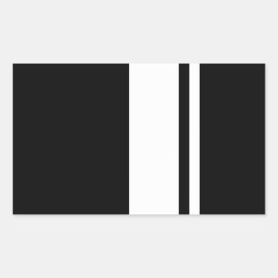 Klassieke Retro Zwart & Wit Race Car Stripes Rechthoekige Sticker