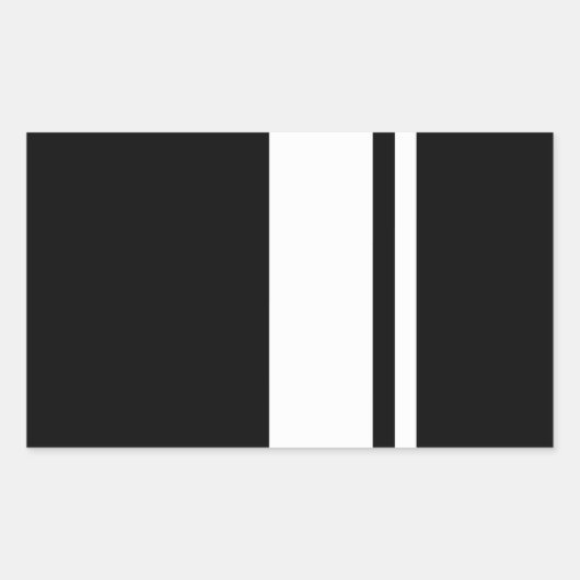 Klassieke Retro Zwart & Wit Race Car Stripes Rechthoekige Sticker (Voorkant)
