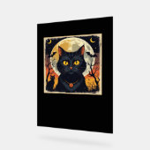 Klassieke Retro Zwarte Kat Halloween T-shirt Class Acryl Bord (Hoek)