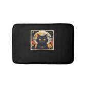 Klassieke Retro Zwarte Kat Halloween T-shirt Class Badmat (Voorkant)