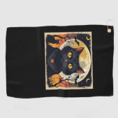 Klassieke Retro Zwarte Kat Halloween T-shirt Class Golfhanddoek (Horizontaal)