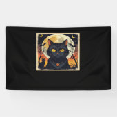 Klassieke Retro Zwarte Kat Halloween T-shirt Class Spandoek (Horizontaal)