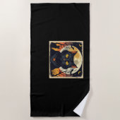 Klassieke Retro Zwarte Kat Halloween T-shirt Class Strandlaken (Voorkant)