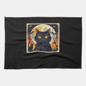 Klassieke Retro Zwarte Kat Halloween T-shirt Class Theedoek (Horizontaal)