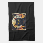 Klassieke Retro Zwarte Kat Halloween T-shirt Class Theedoek (Verticaal)