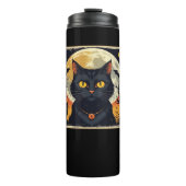 Klassieke Retro Zwarte Kat Halloween T-shirt Class Thermosbeker (Voorkant)