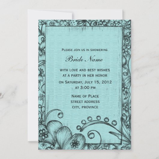 Klassieke, retroblauwe en zwarte bridale schoen kaart (Voorkant)