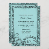 Klassieke, retroblauwe en zwarte bridale schoen kaart (Voorkant / Achterkant)