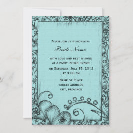 Klassieke, retroblauwe en zwarte bridale schoen kaart