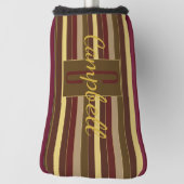 KLASSIEKE RICH BROWN GOLD STRIPE PATROON MONOGRAM GOLFHEADCOVER (Draai 90)