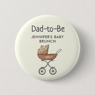 Klassieke Rieten Babywagen voor Toekomstige Vader  Ronde Button 5,7 Cm