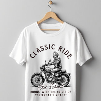 Klassieke rit oude school vintage motorfiets t-shirt