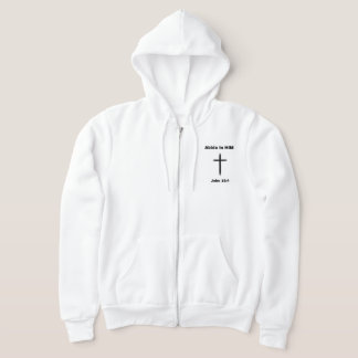 klassieke rits sweatshirt met ABIDE IN HIM opdruk