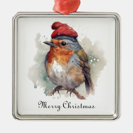 Klassieke Robin Kerstboom Erfstuk Metalen Ornament (Voorkant)