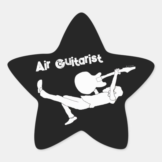 Klassieke Rock Air Gitaar Ster Sticker (Voorkant)
