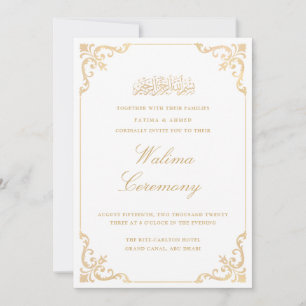 Klassieke Rococo Lijst Gouden Script Walima Ceremo Kaart