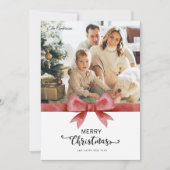 Klassieke Rode Aangepaste Foto & Bericht Kerstmis Feestdagenkaart (Voorkant)