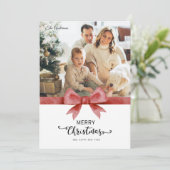 Klassieke Rode Aangepaste Foto & Bericht Kerstmis Feestdagenkaart (Staand voorkant)