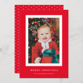 Klassieke rode achtergrondfoto met kerstkaart kaart (Voorkant / Achterkant)