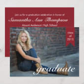Klassieke rode Afstuderen aankondiging - Uitnodige (Voorkant / Achterkant)