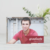 Klassieke rode Afstuderen aankondiging - Uitnodige (Staand voorkant)