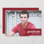 Klassieke rode Afstuderen aankondiging - Uitnodige (Voorkant / Achterkant)