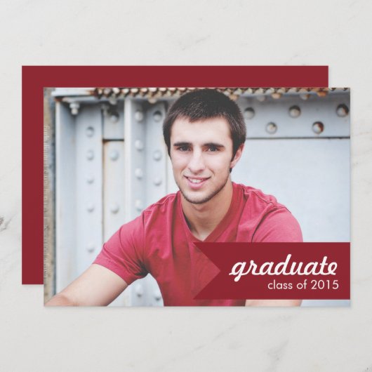 Klassieke rode Afstuderen aankondiging - Uitnodige (Voorkant / Achterkant)