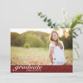 Klassieke rode Afstuderen aankondiging - Uitnodige (Staand voorkant)