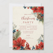 Klassieke Rode Amaryllis Kerstviering Kaart (Voorkant)
