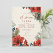 Klassieke Rode Amaryllis Kerstviering Kaart (Staand voorkant)