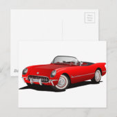 Klassieke rode auto briefkaart (Voorkant / Achterkant)