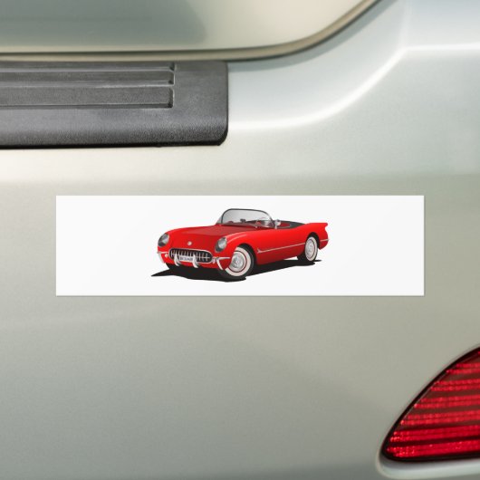 Klassieke rode auto bumpersticker (Op auto)