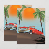 klassieke rode auto in het paradijs (Voorkant / Achterkant)