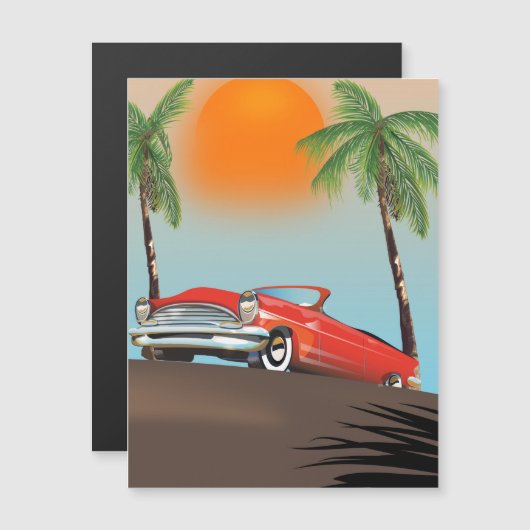 Klassieke rode auto in het paradijs (Voorkant / Achterkant)