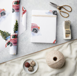 Klassieke rode auto | Kerstcadeauverpakking Cadeaupapier