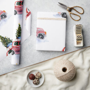 Klassieke rode auto Kerstcadeauverpakking Cadeaupapier