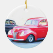 Klassieke rode autoversiering keramisch ornament (Achterkant)