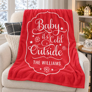Klassieke Rode 'Baby It's Cold Outside' Familie Fleece Deken
