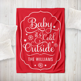 Klassieke Rode 'Baby It's Cold Outside' Familie Fleece Deken