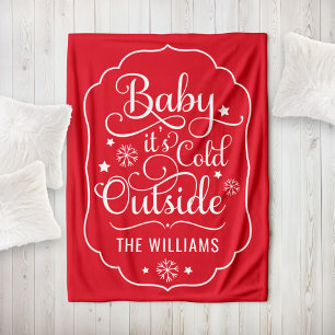 Klassieke Rode 'Baby It's Cold Outside' Familie Fleece Deken