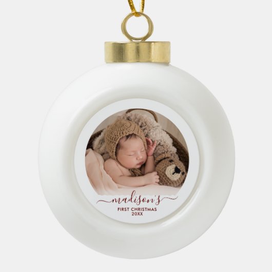 Klassieke rode baby's 1e keramische bal ornament (Voorkant)