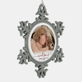 Klassieke rode baby's 1e tin sneeuwvlok ornament (Links)