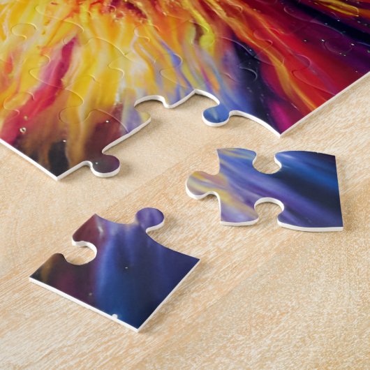 Klassieke rode blauwe en oranje explosie van de ru legpuzzel (Zijkant)