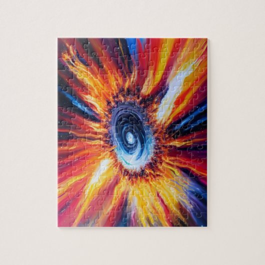 Klassieke rode blauwe en oranje explosie van de ru legpuzzel (Verticaal)