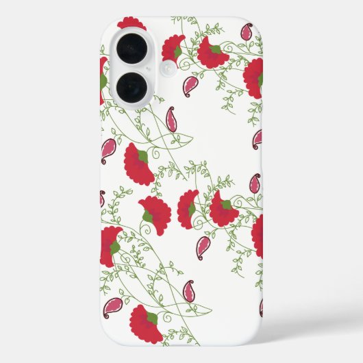 Klassieke rode bloem- en paisleypatroon iPhone-hoe Case-Mate iPhone Case (Achterkant)
