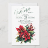 Klassieke rode bloemen kerstfeest uitnodiging (Voorkant)